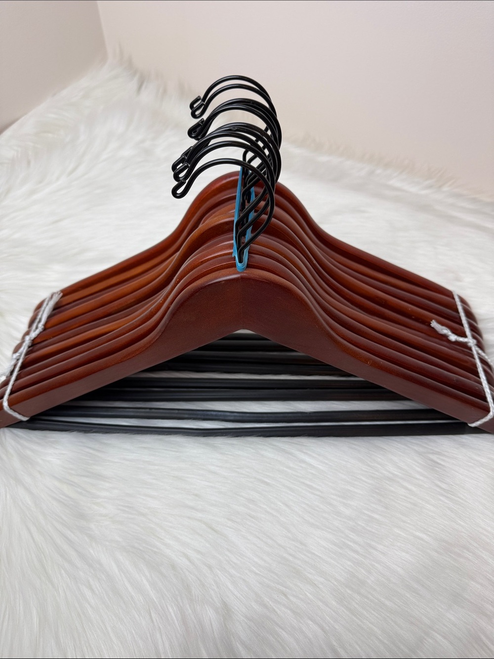 Brookstone Premium Wooden Hangers with Bar in Mahogany  - Set of 10